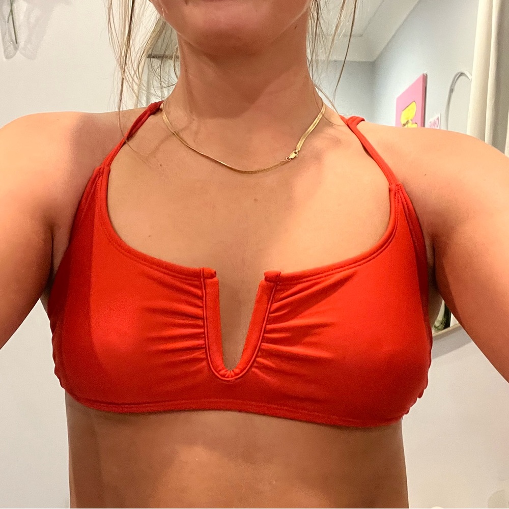 XHILARATION RED RACERBACK BIKINI TOP